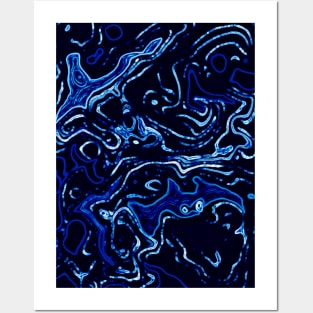 Blue Liquid Swirls Posters and Art